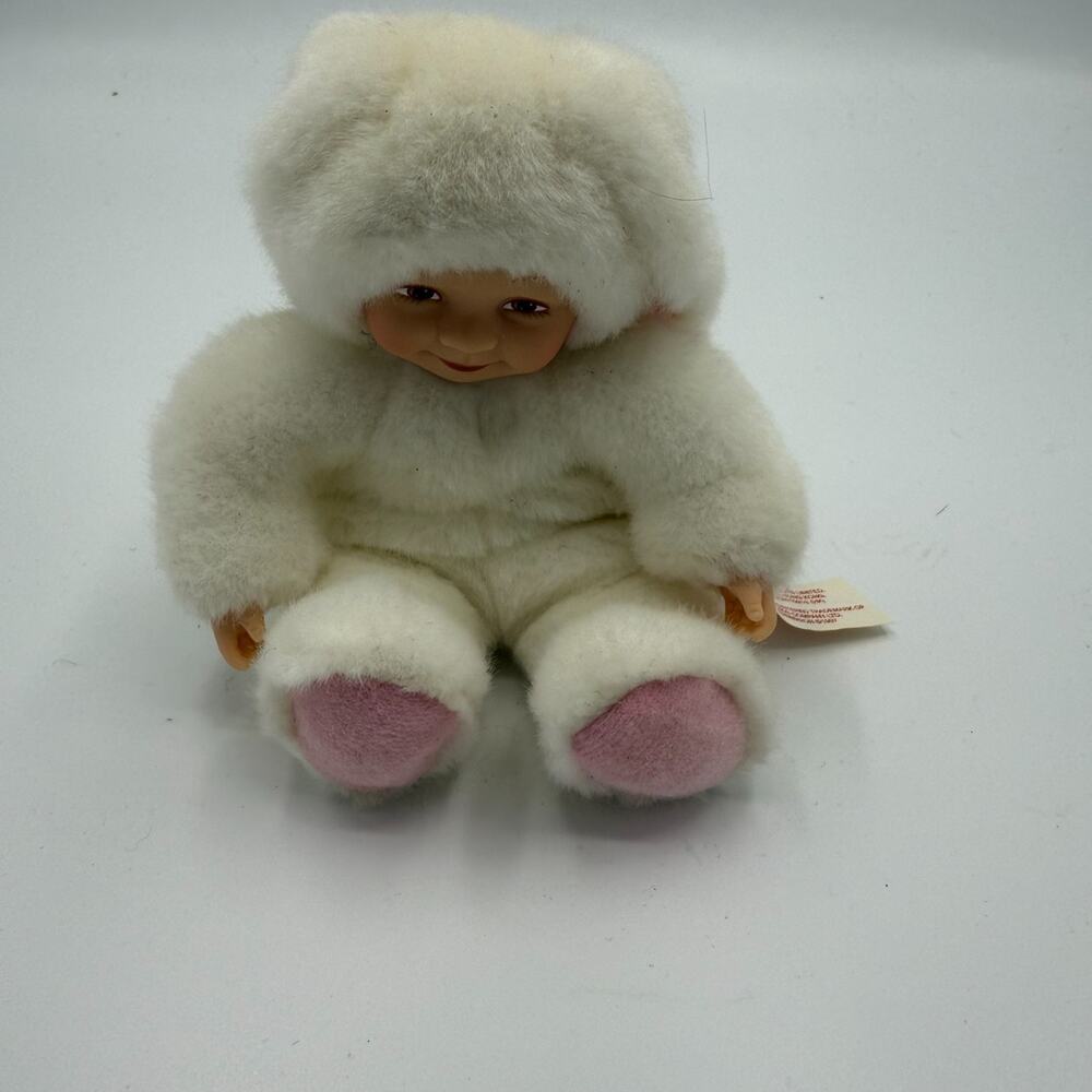 Vtg Anne Geddes 1997 Plush Baby Bunny Doll OS White Bean Filled Collectibles Toy